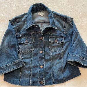 Loft Outlet XL Cropped Denim Jacket Raw Hem